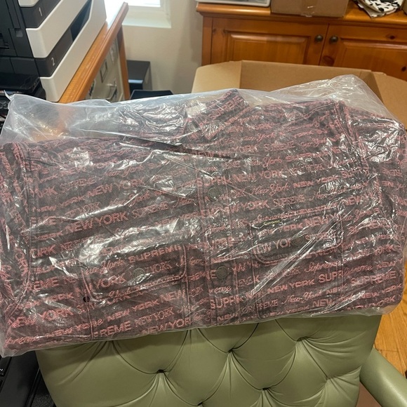 NWT Supreme Multi Type Denim Jacquard Button down shirt in purple size small - Picture 2 of 10